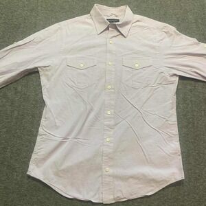 Banana Republic Soft Wash Button Up Shirt Mens Medium Purple Small Check L/S